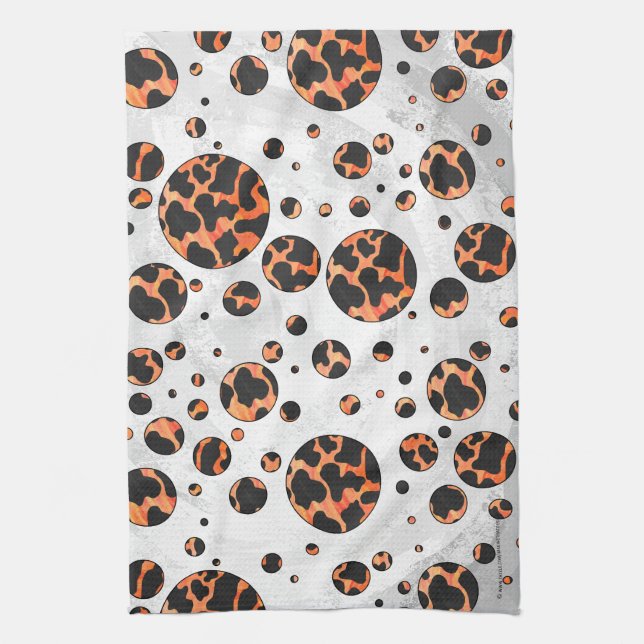 Polka-utskrift för konsolfärg och Orange Kökshandduk (Vertikal)
