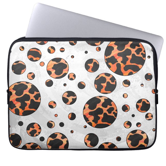 Polka-utskrift för konsolfärg och Orange Laptop Sleeve (Framsidan)