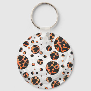Polka-utskrift för konsolfärg och Orange Nyckelring