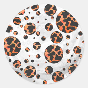 Polka-utskrift för konsolfärg och Orange Runt Klistermärke