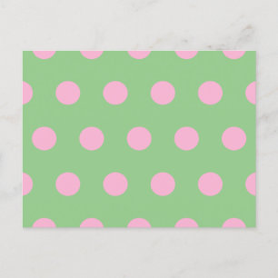 Polka-vykort (Sage Grönt & Pastel Rosa) Helg Vykort