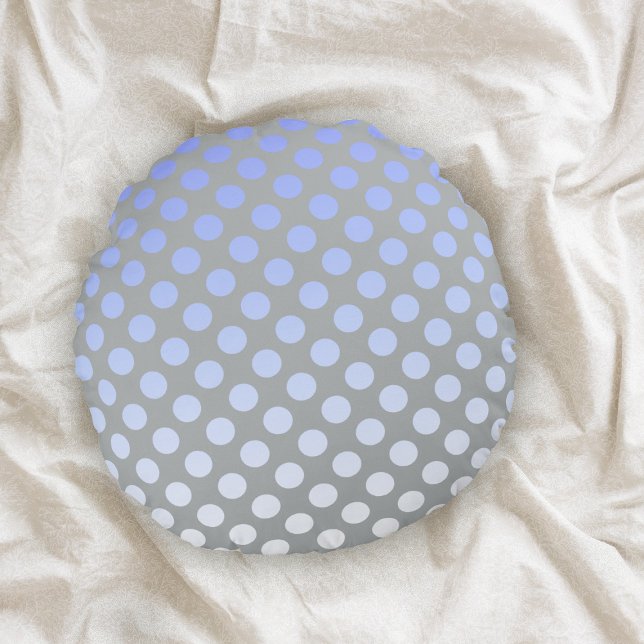 Polkadot Blue Silver Rund Kudde (Skapare uppladdad)