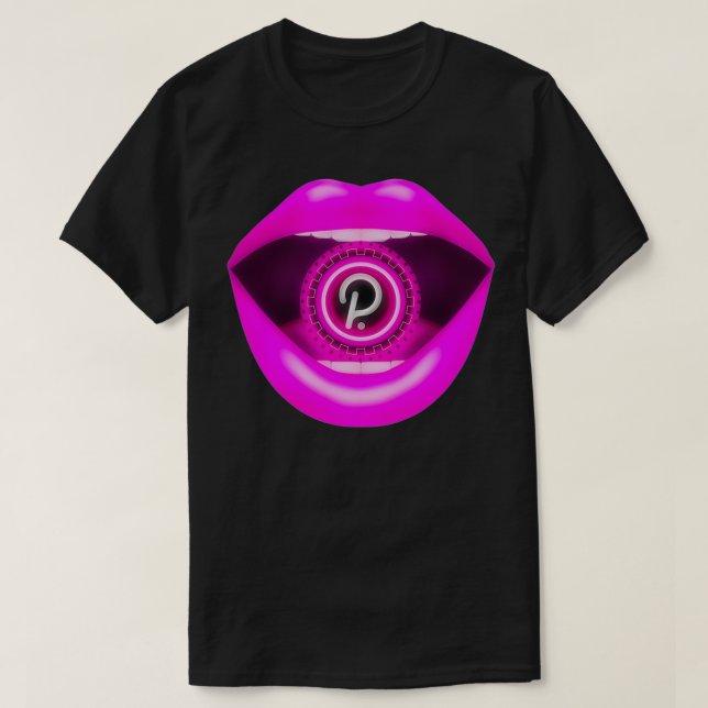 Polkadot Crypto Coin Läppar, Etherum Blockchain, D T Shirt (Design framsida)