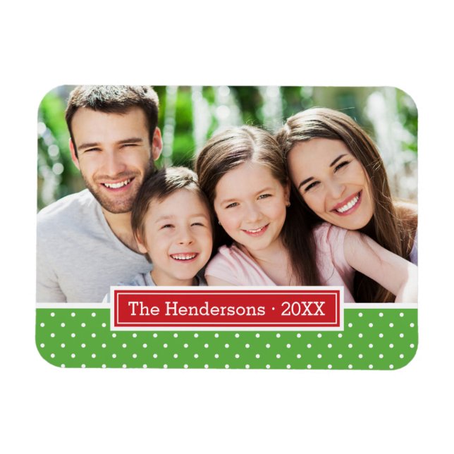 Polkadot Helgdag Monogram Photo Magnet (Horisontell)