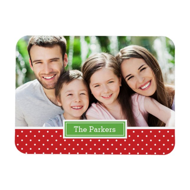 Polkadot Helgdag Monogram Photo Magnet (Horisontell)