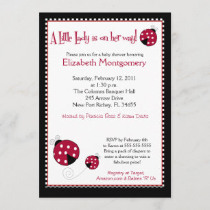 Polkadot Ladybug Baby Shower 5x7 Inbjudningar