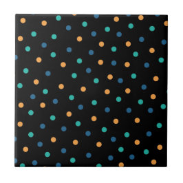 Polkadot Mönster, färglöst svart bakgrund Kakelplatta