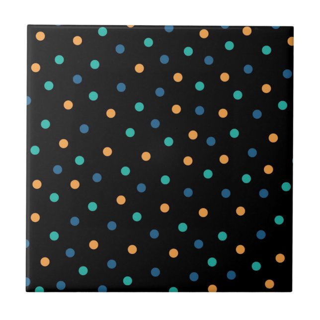 Polkadot Mönster, färglöst svart bakgrund Kakelplatta (Framsidan)