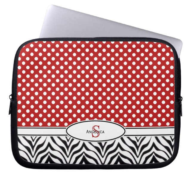 Polkadot och Zebra: Monogram Laptop sleeve (Framsidan)