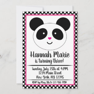 Polkadot Panda Party födelsedagsinbjudan Inbjudningar