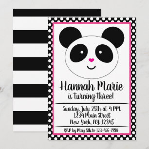 Polkadot Panda Party födelsedagsinbjudan Inbjudningar