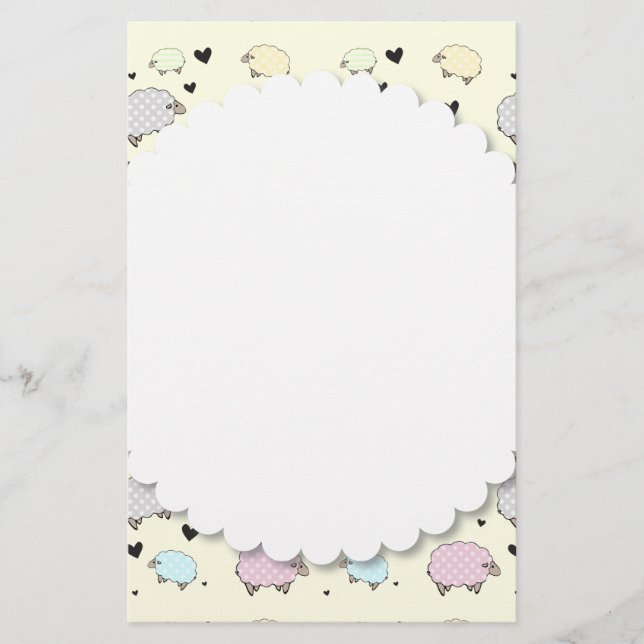 Polkadot Pastel Sheep Brevpapper (Framsida)