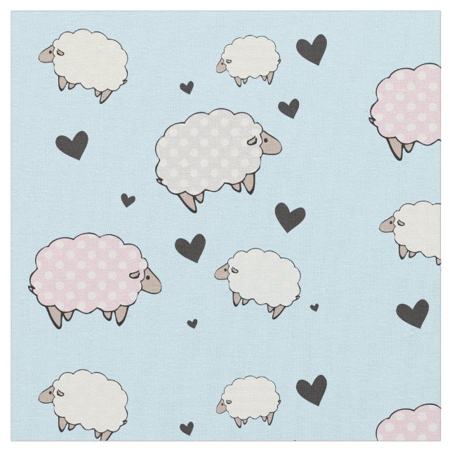 Polkadot Pastel Sheep Tyg (Närbild)