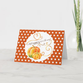 Polkadot Pumpkin Fall Orange Baby Announcement Kort