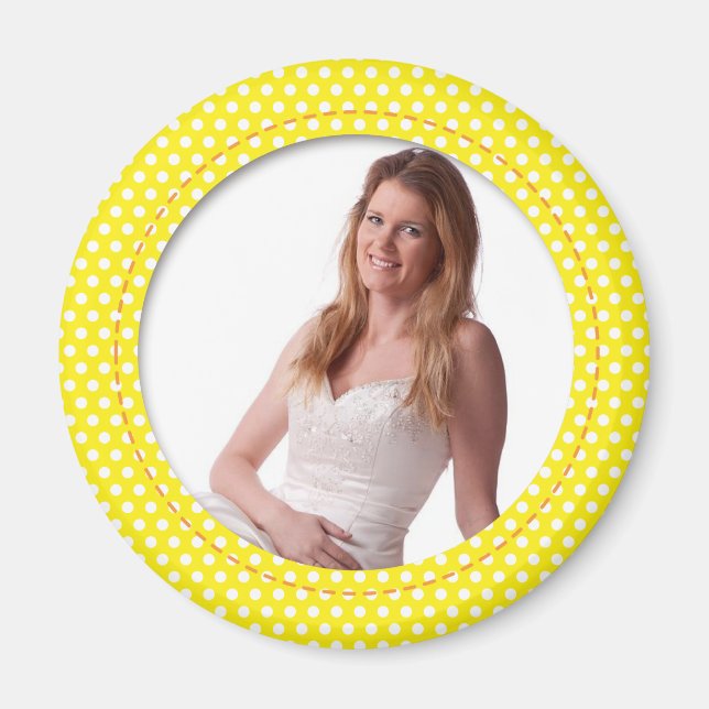 Polkadot Ram i gult Magnet (Framsidan)