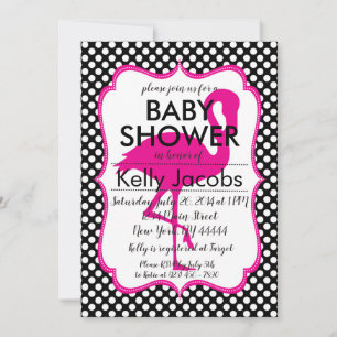 Polkadot Rosa Flamingo Baby Shower-inbjudan Inbjudningar
