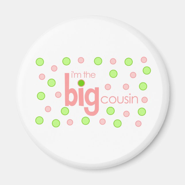 Polkadot rosa och grönt Big Cousin T-shirt Magnet (Framsidan)