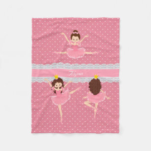 Polkadot Snöre Rosa Ballerina Mönster Kids Fleecefilt