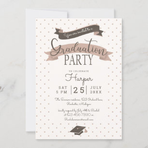 Polkadot-vintagens studentfest inbjudningar