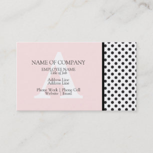Polkadoted Black White Rosa Designer Monogram Visitkort