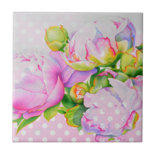 Polkadoter i rosa av vit , blommigt av klassisk el kakelplatta