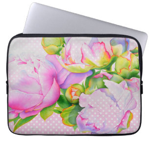 Polkadoter i rosa av vit , blommigt av klassisk el laptop fodral