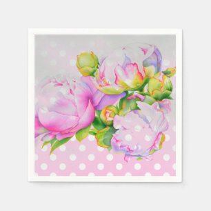 Polkadoter i rosa av vit , blommigt av klassisk el pappersservett
