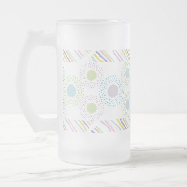 Polkadoter och Rand (pasteller) Frostat Ölglas (Vänster)