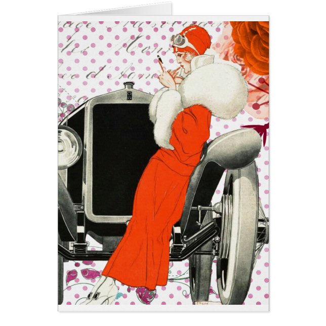 Polkadots flapper hälsningskort (Framsidan)