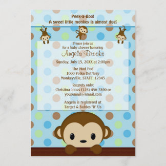 Polkaen för APAbaby showerinbjudan pricker Inbjudningar