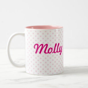 Polkaen för vit för namn för MOLLYEN för ♥MU Två-Tonad Mugg