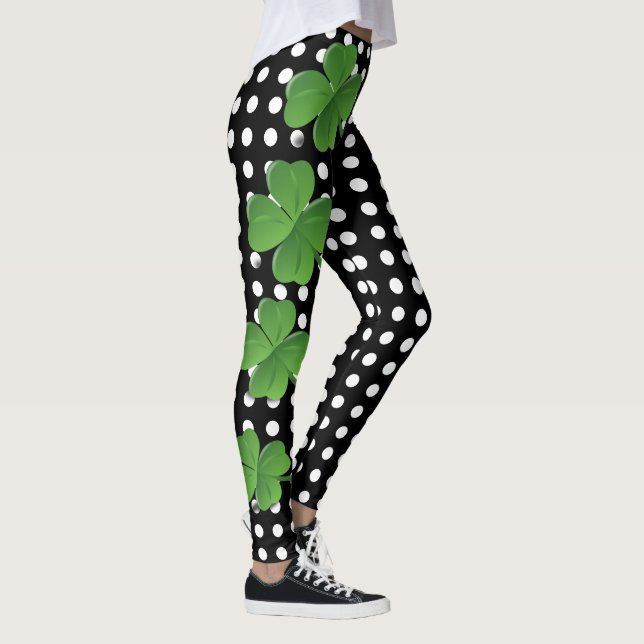 Polkaen för vit för st patricks leggings (Höger)