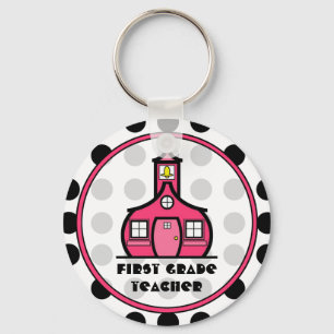 Polkaen pricker den första klasslärare Keychain Nyckelring