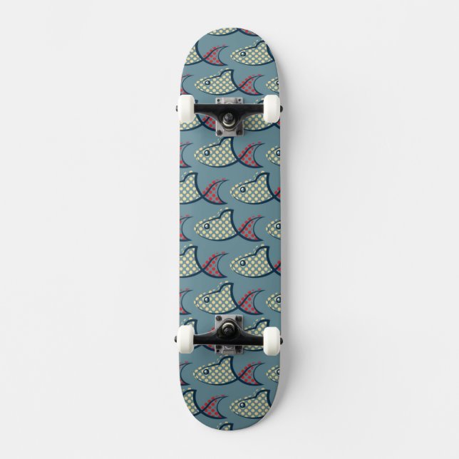 Polkaen pricker fiskmönster skateboard bräda 21,5 cm (Framsida)