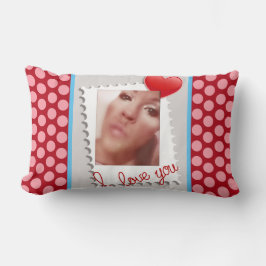 Polkaen pricker personligvalentines dayfotoet lumbarkudde