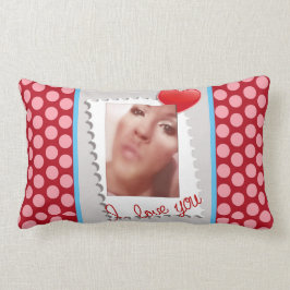 Polkaen pricker personligvalentines dayfotoet lumbarkudde