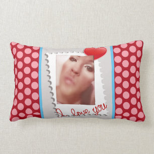 Polkaen pricker personligvalentines dayfotoet lumbarkudde