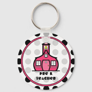 Polkaen pricker Pre K-lärare Keychain Nyckelring