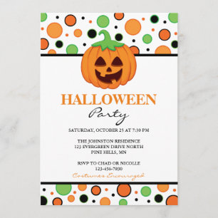 Polkaen pricker pumpahalloween festinbjudningar inbjudningar