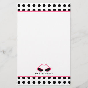 Polkaen pricker & Retro rosa solglasögon Brevpapper