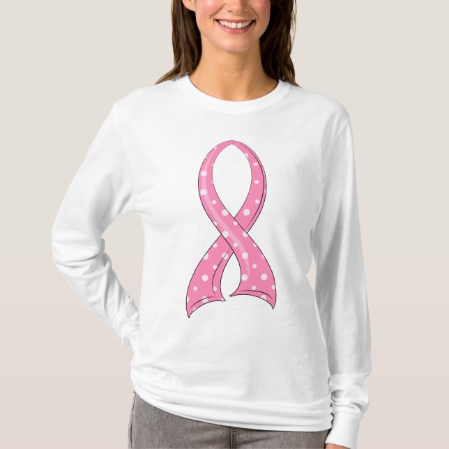 Polkaen pricker rosa bandbröstcancer t shirt (Framsida)