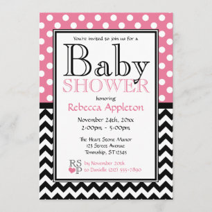 Polkaen pricker rosor & sparrebaby shower inbjudningar