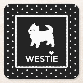 Polkaen pricker Westie hundar - västra höglands- Underlägg Papper Kvadrat