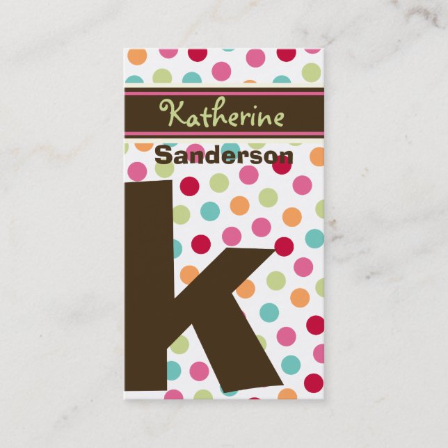 Polkafärggodisen pricker gullig visitkort (Framsida)