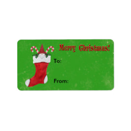 Polkagrisar för Cute Gnome Red-julklapp Adressetikett