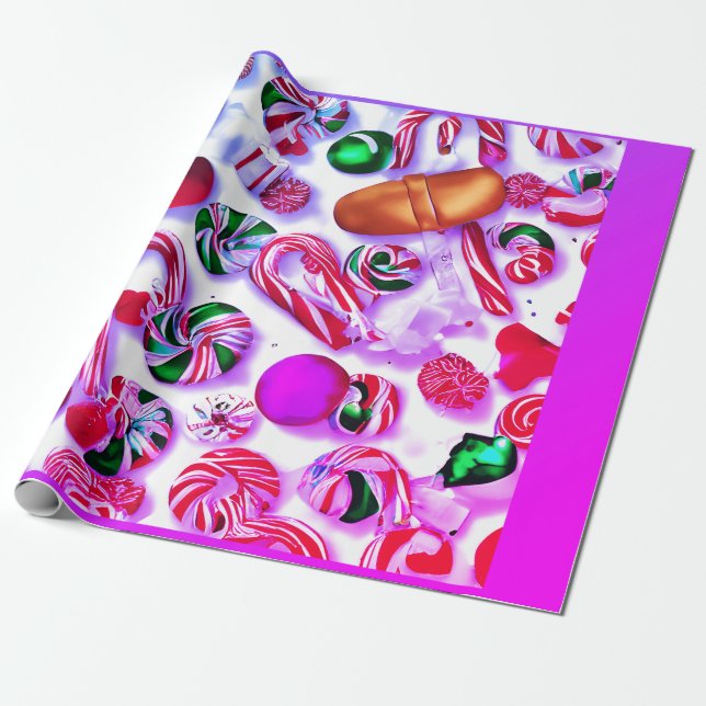 polkagrisar för färgad under festsäsongen presentpapper (Utrullad)