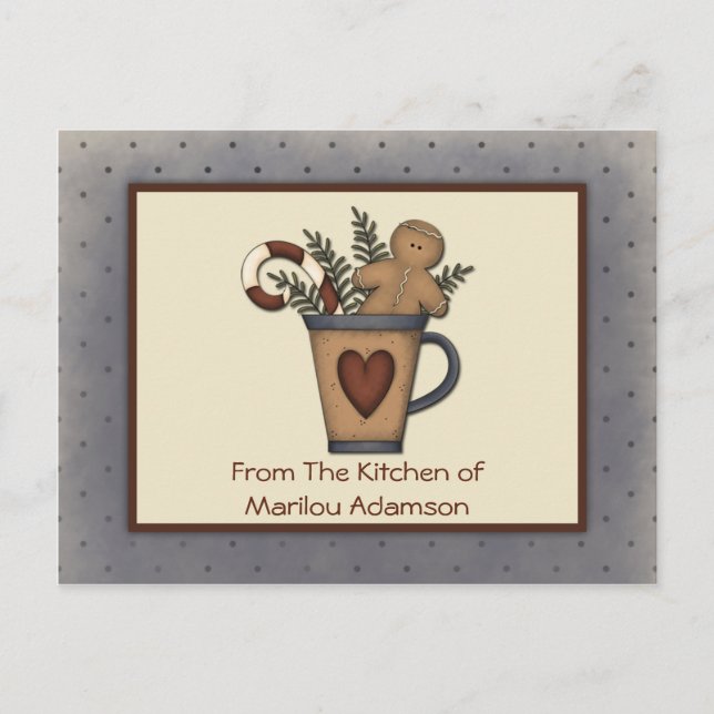 Polkagrisar för hämtning av primitiv Pepparkaksgub Vykort (Framsida)