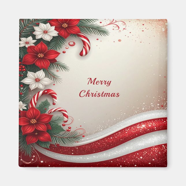 Polkagrisar för julBlommigt Helgdag Magnet (Framsidan)