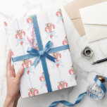 Polkagrisar för julfärgsfärg Omslagning Pappert Presentpapper<br><div class="desc">Vattenfärgade polkagrisar med gingham ger papper julomslutning.</div>