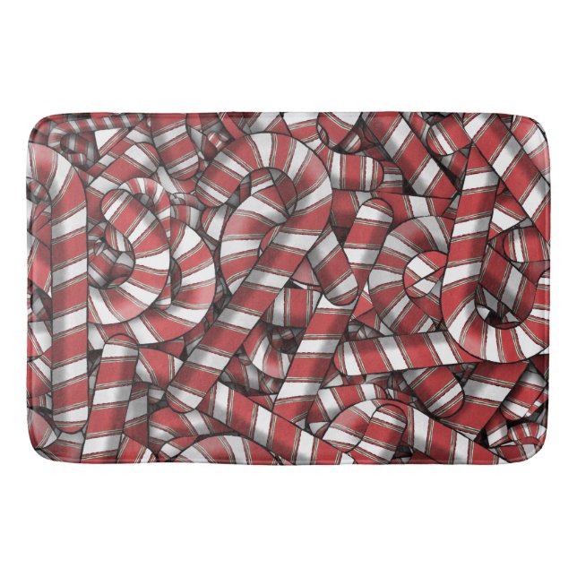 Polkagrisar för trådbunden röd stripe-Abstrakt Badrumsmatta (Framsidan)